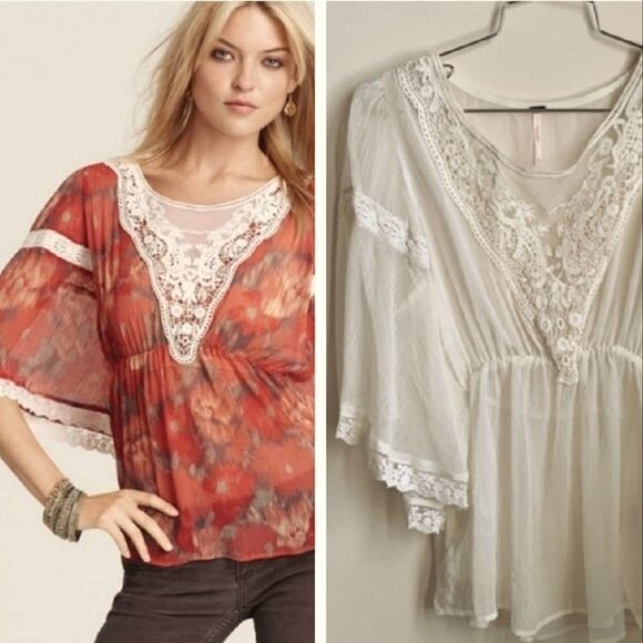 NWT Free People Daydreamer Boho Chiffon Sheer Top - Picture 1 of 9